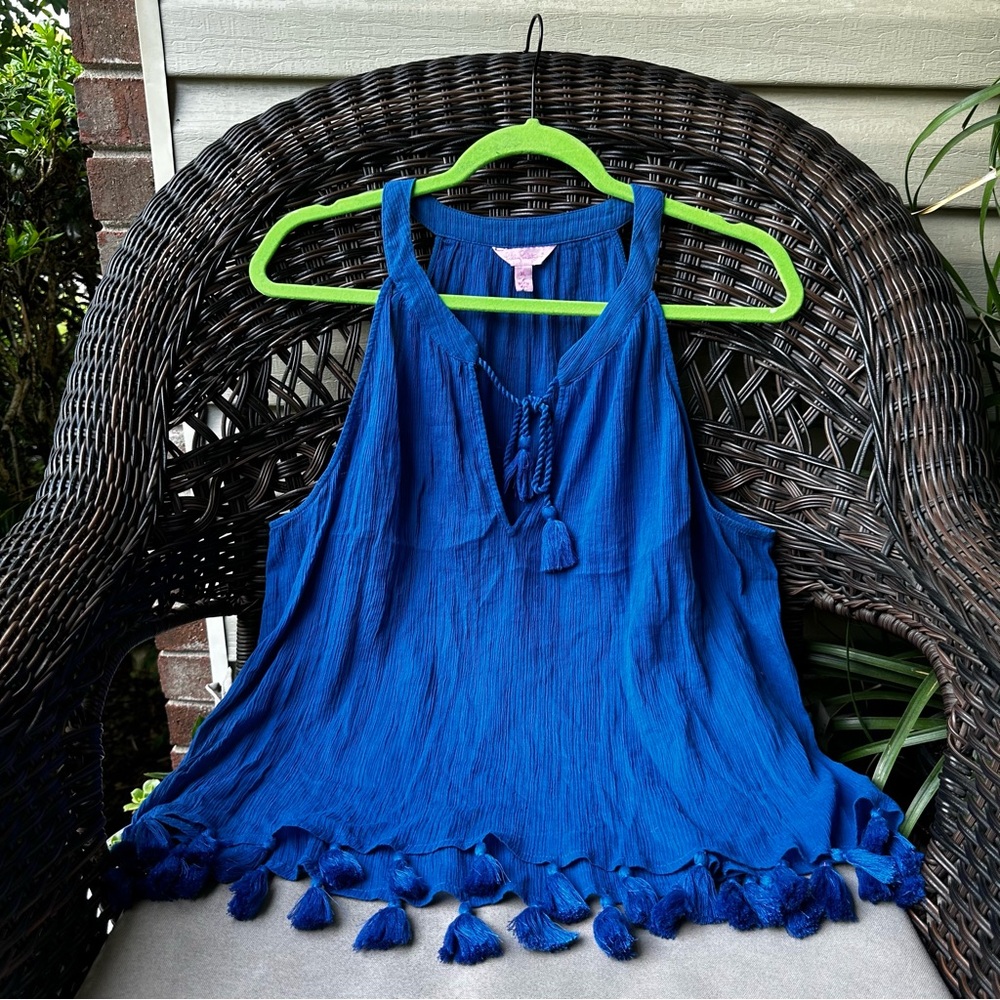 Lilly Pulitzer Roxi Top Blue Crush XL